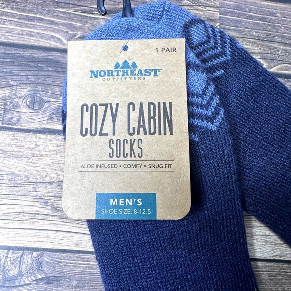 NWT Northeast Outfitters Mens Cozy Cabin Socks Crew Size Large (Navy) - Picture 7 of 9
